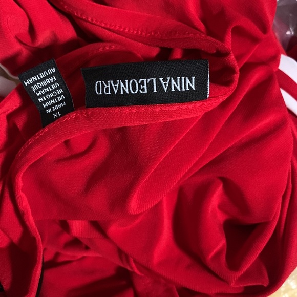 NEW NINA LEONARD RED DRESS SIZE:1X - Picture 4 of 4